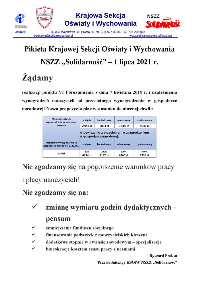 dania KS pikieta 1 lipca